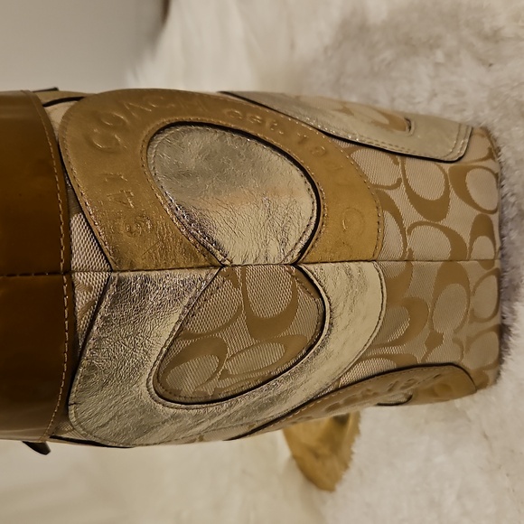 Coach Carly Patchwork Embossed Metallic Tote. Like New - Picture 5 of 13
